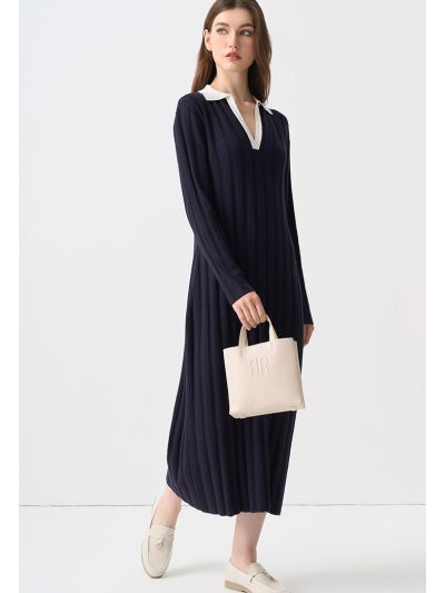 Contrast Knitted Ribbed Maxi Dress