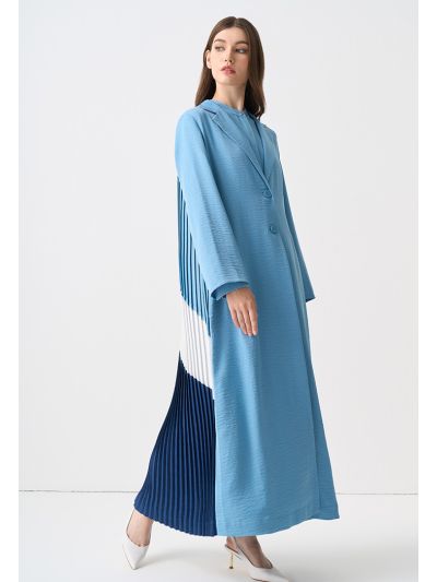 Back Color Block Pleated Maxi Jacket