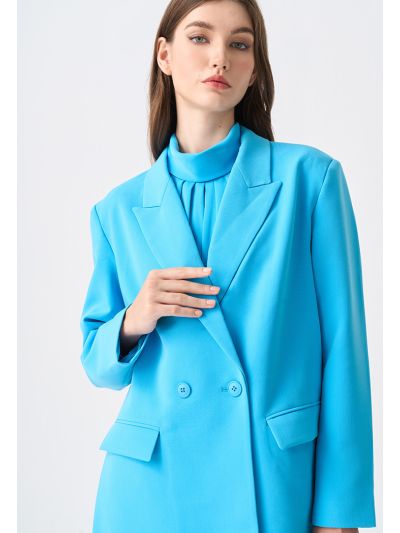 Notched Collar Double Breasted Blazer