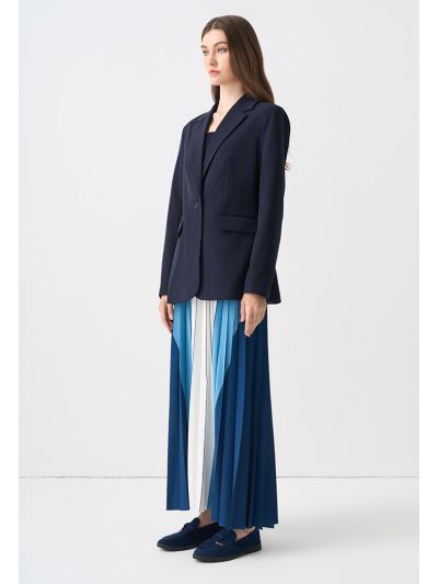 Color Block Pleated Maxi Skirt