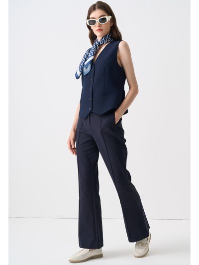 Flared Leg Mid Waist Trouser