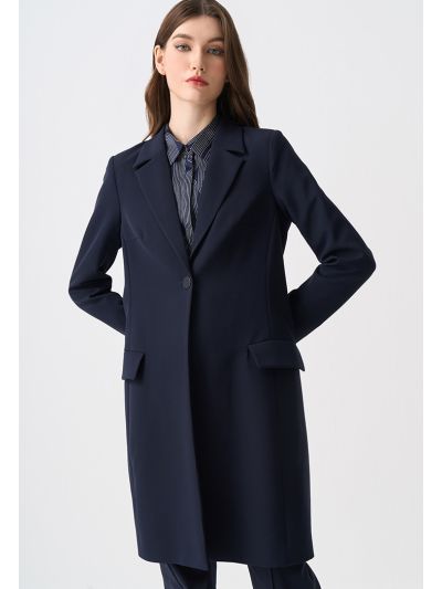 Notched Collar Solid Blazer Coat