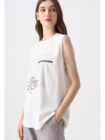 Printed Motif Sleeveless Top