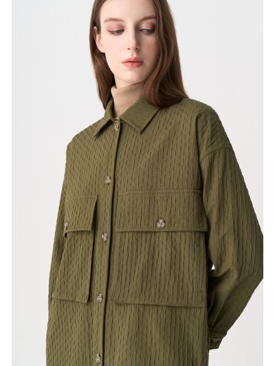 Textured Drop Shoulder Oversized Shirt