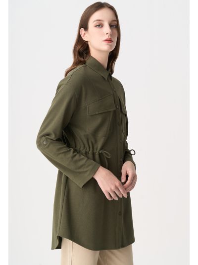 Textured Drawstring Waist Shirt