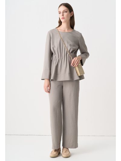 Crinkled Wide leg High Waist Trouser