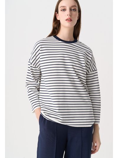 Contrast Striped Drop Shoulder Top