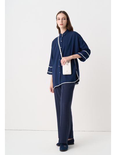 Solid Wide Leg Straight Cut Trouser