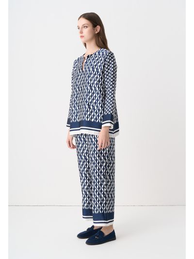 Printed Wide Leg High Waist Trouser