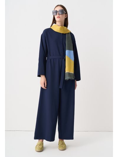 Solid Belted Wide Leg Jumpsuit
