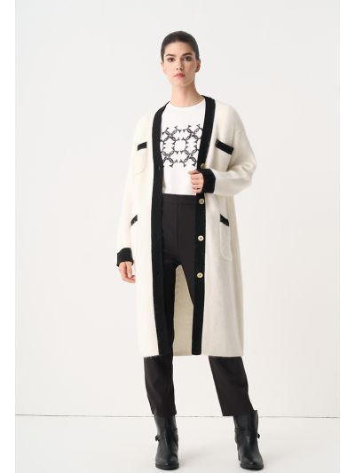 Contrast Knitted Long Sleeve Cardigan
