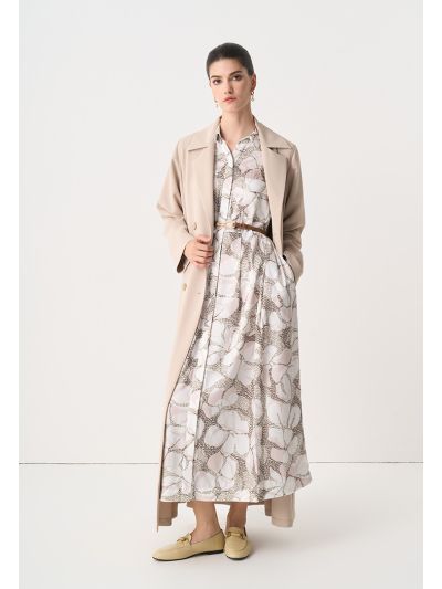 Solid Double Breasted Maxi Coat