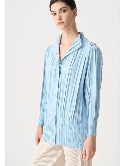 Solid Pleated Snap Buttons Jacket 