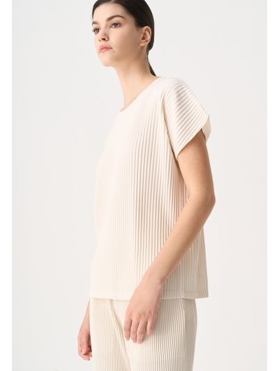 Solid Pleated Cap Sleeves T-Shirt