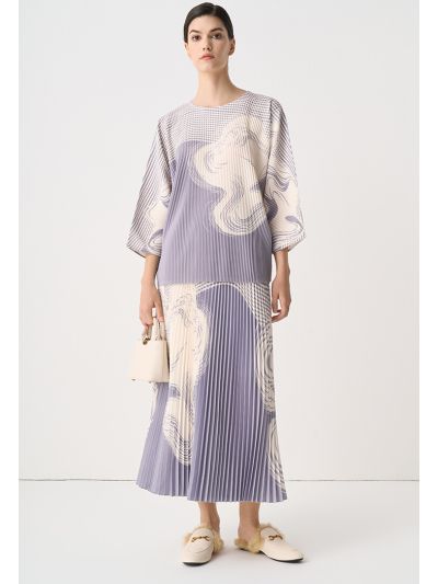 Contrast Printed Pleated Skirt