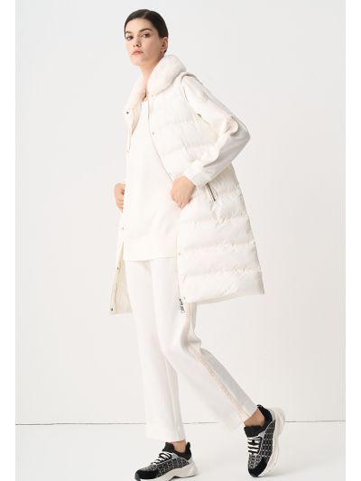 Solid Quilted Sleeveless Puffer Coat