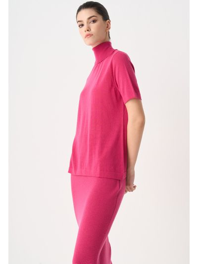 Solid Knitted Short Sleeve Blouse