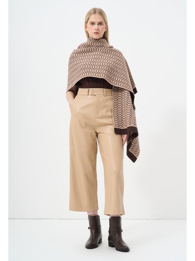 Solid Leather Wide Legs Trouser