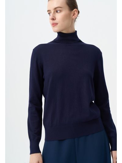 Single Tone High Neck Knitted Top