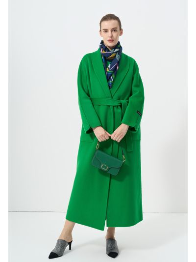 Single Tone Long Sleeves Belted Maxi Coat