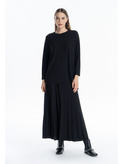 Solid Basic Blouse And Skirt Set -Sale