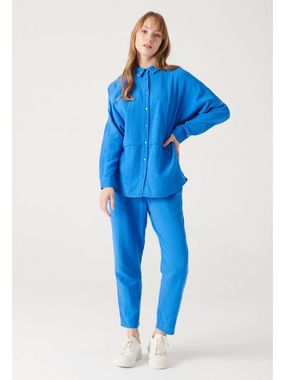 Textured Tiered Flare Shirt and Trouser Set -Sale