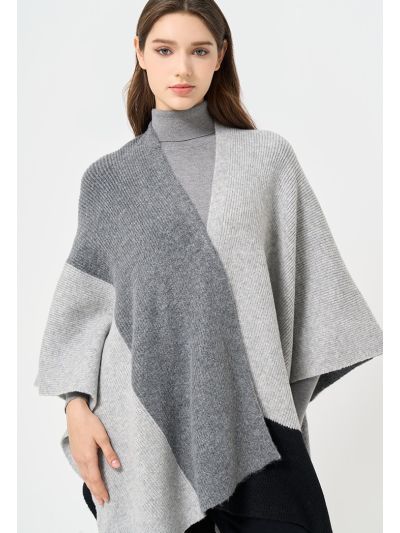 Color Block Knitted Cape