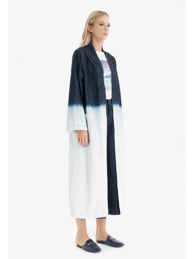 Denim Ombre Front Open Abaya