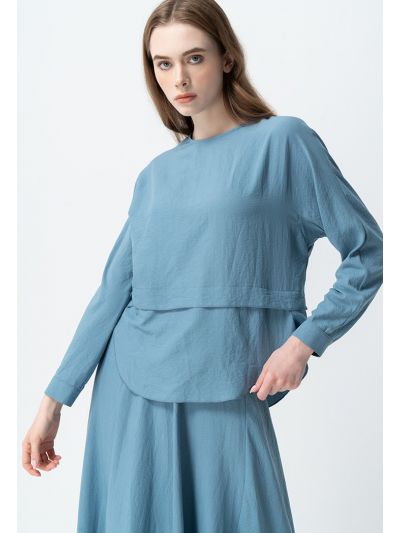 Curved Hem High-Low Blouse