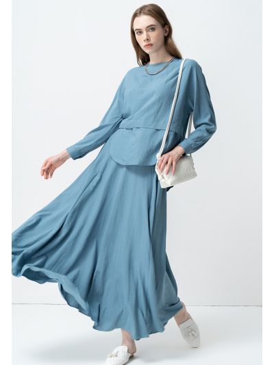 Solid Lightweight Circular Flared Skirt