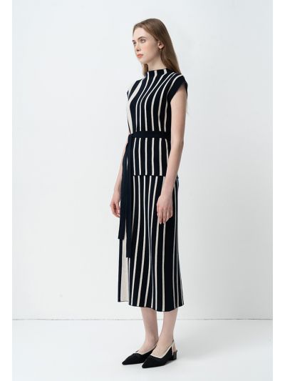 Striped Knitted Straight Skirt