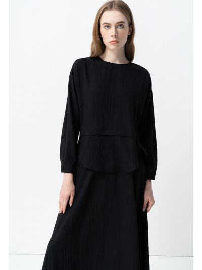 Curved Hem High-Low Blouse