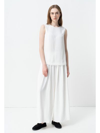 Solid Wide Leg Elastic Waist Culottes