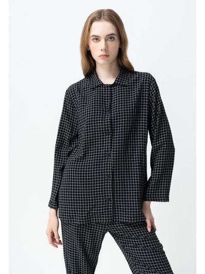 Plaid Contrast Long Sleeves Shirt