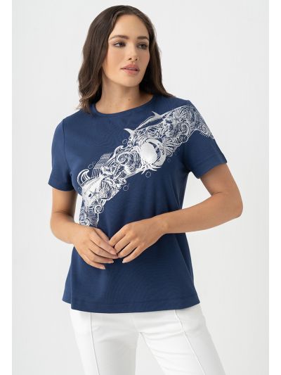 Short Sleeves Printed Motif T-shirt
