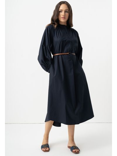 Solid Oversize Belted Dress