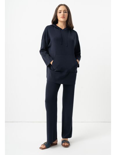 Elastic Waist Straight Legs Trouser