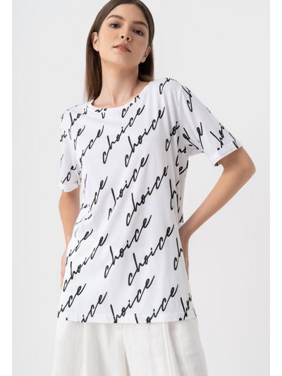 Basic Round Neck Logo Printed T-shirt