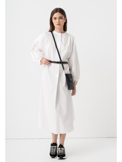 Solid Oversize Belted Dress