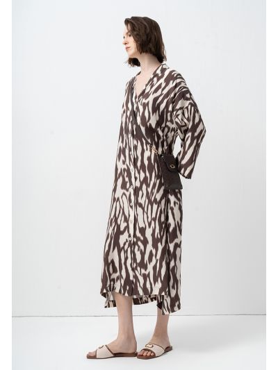 Printed Drop Shoulders Shirt Dress