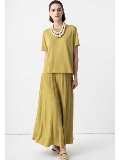 Lurex Pleated Flared Skirt