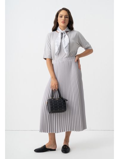 Solid Pleated Skirt
