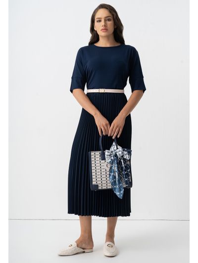 Solid Pleated Skirt