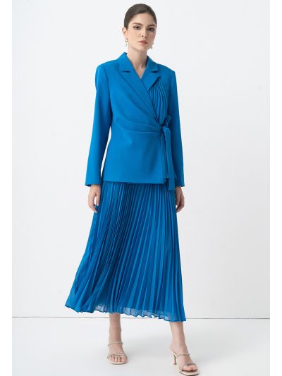 Solid Pleated Maxi Skirt