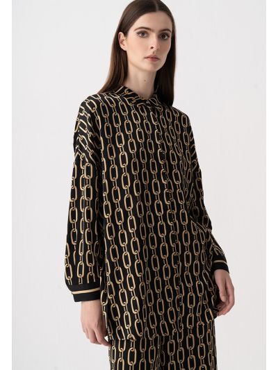 Drop Shoulder Chain Print Shirt