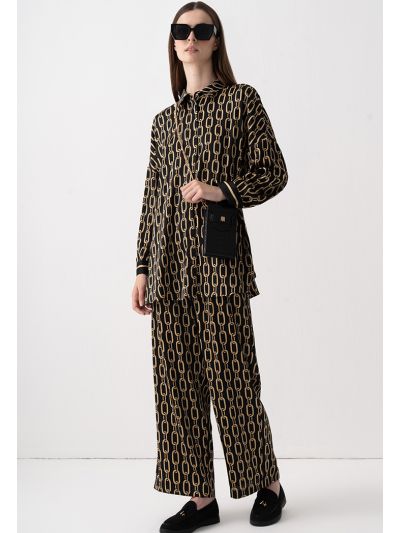 Chain Print Wide Leg Trouser