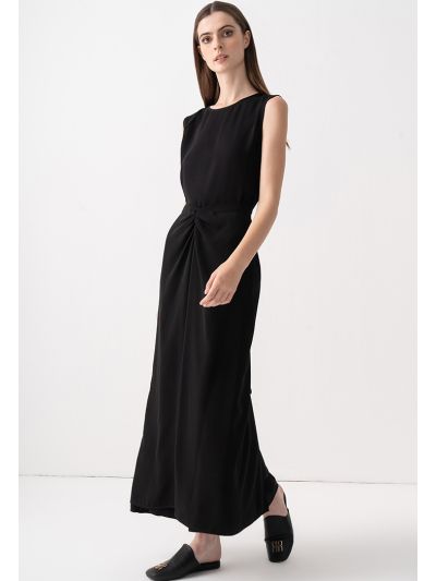 Solid Side Open Wrap Skirt