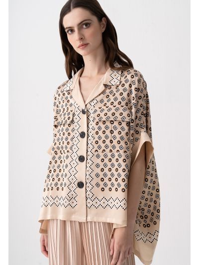 Printed Oversized Short Sleeve Shirt
