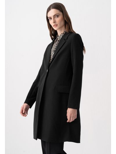 Notched Collar Solid Blazer Coat