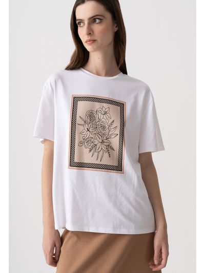Printed Motif Round Neck T-shirt